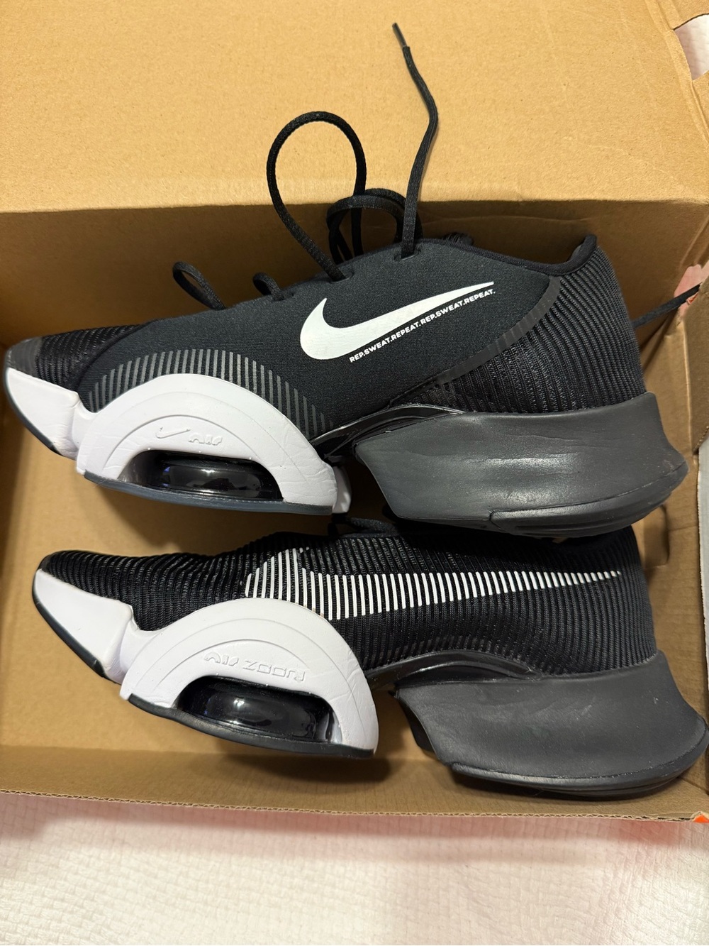 Nike Women’s Black and White Air Zoom Fitness Sneakers